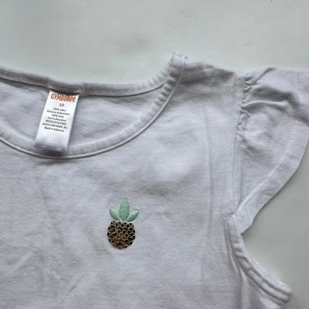 Gymboree White Pineapple Sequin Cap Sleeve Shirt - Size 10